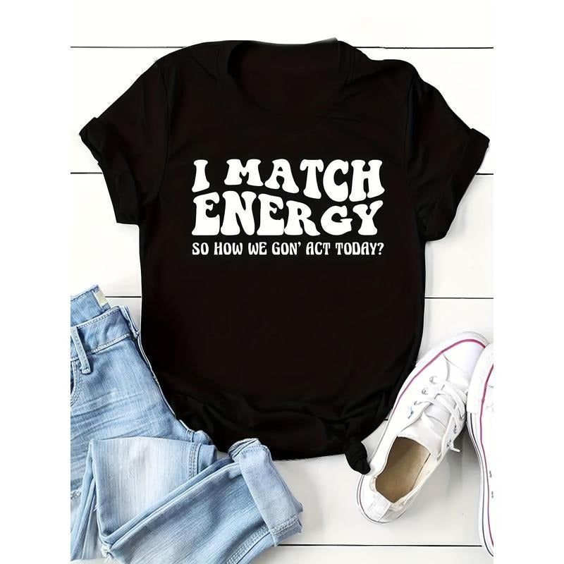 Letter Pattern Printed Tee For Women, Women'S Round Neck Short Sleeve T-shirt Hoodie, Sweatshirt | HypeDripTees.com