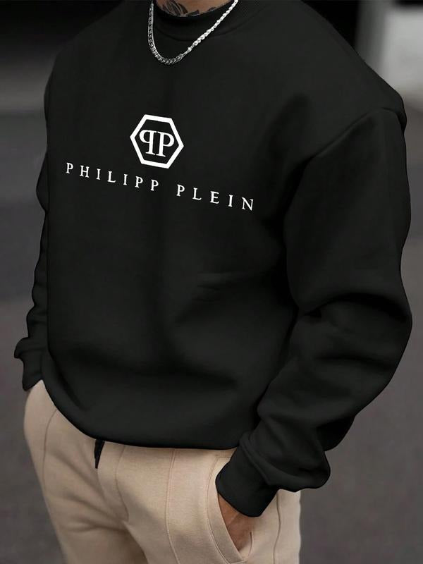 Letter Pattern Pullover Sweatshirt, Round Neck Long Sleeve, Loose Fit Comfortable Casual Sportswear, Perfect for Daily...