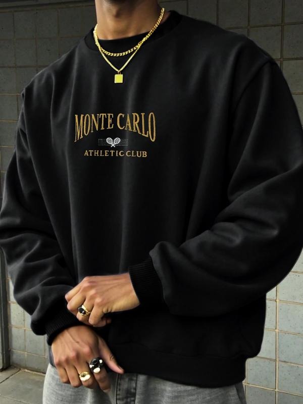 Letter Pattern Sporty Pullover Sweatshirt, Round Neck Long Sleeve Loose Fit Casual Top, Perfect for Daily Wear & Leisure...