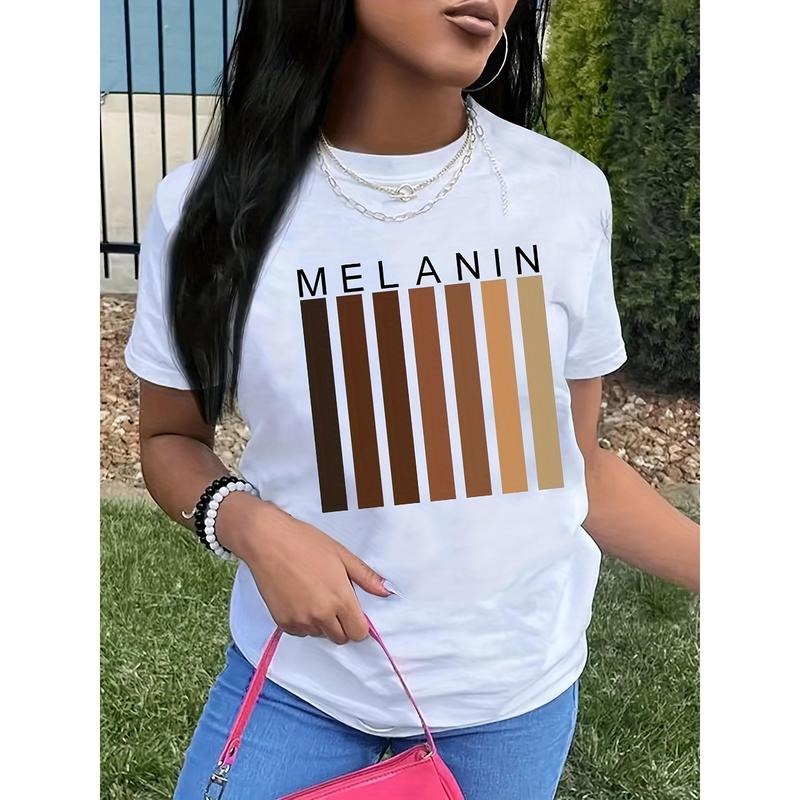 Letter Print Crew Neck T-shirt, Casual Short Sleeve T-shirt For Summer, Women's Clothing Hoodie, Sweatshirt