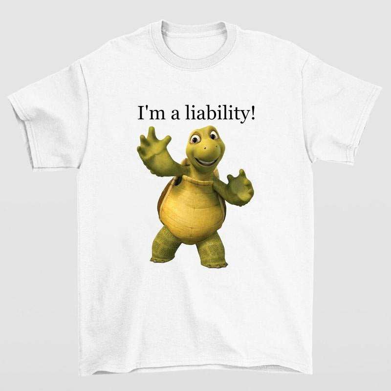 Liability Turtle Meme T-Shirt Featuring Quirky Humor and Bold Graphic Design for Everyday Wear Hoodie, Sweatshirt
