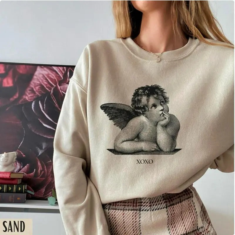 Light Academia Sweatshirt, Valentines Day Hoodie, Cherub Angel Shirt, XOXO Sweatshirt, Dark Academia Shirt, Alt Clothing,...