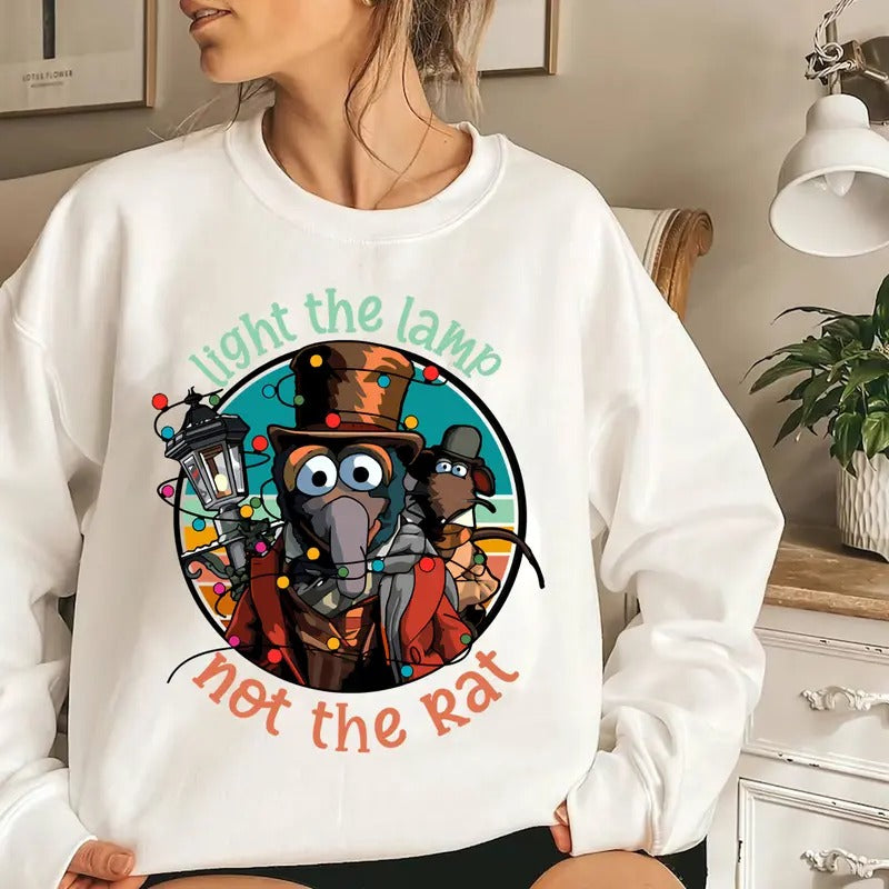 Light The Lamp Not The Rat Gronzo Character The Muppet Christmas Carol Shirt, Cartoon Character Xmas Png, 90s Movie...