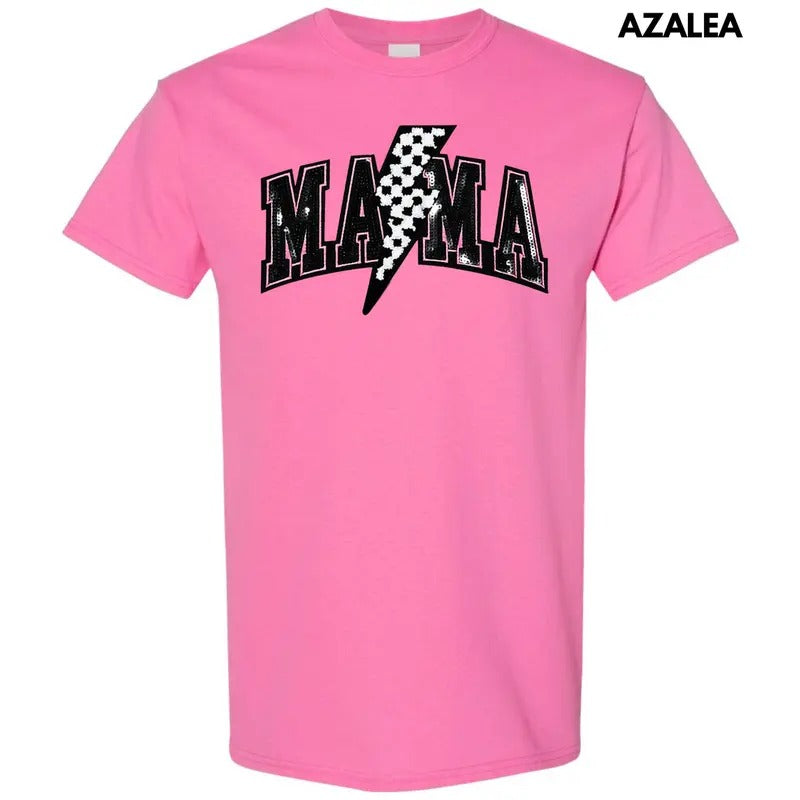 Lightning Mama Black Sequin Patch Gildan Short Sleeve T-Shirt Hoodie, Sweatshirt | HypeDripTees.com