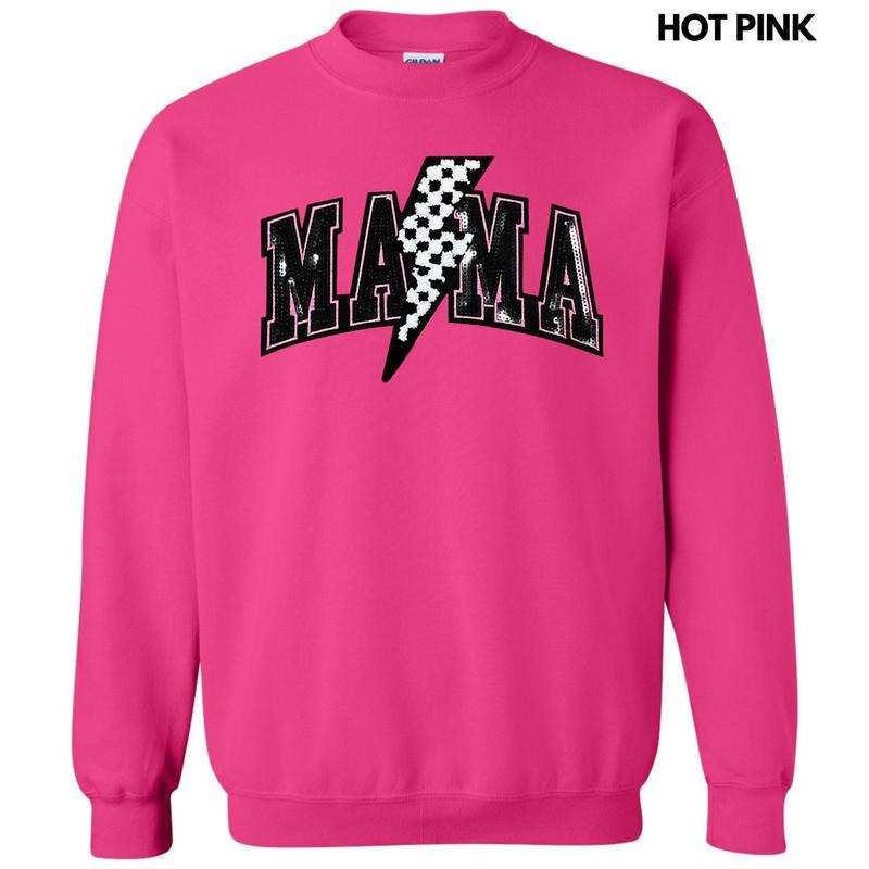 Lightning Mama Black Sequin Patch Sweatshirt T-Shirts, Hoodie | HypeDripTees.com