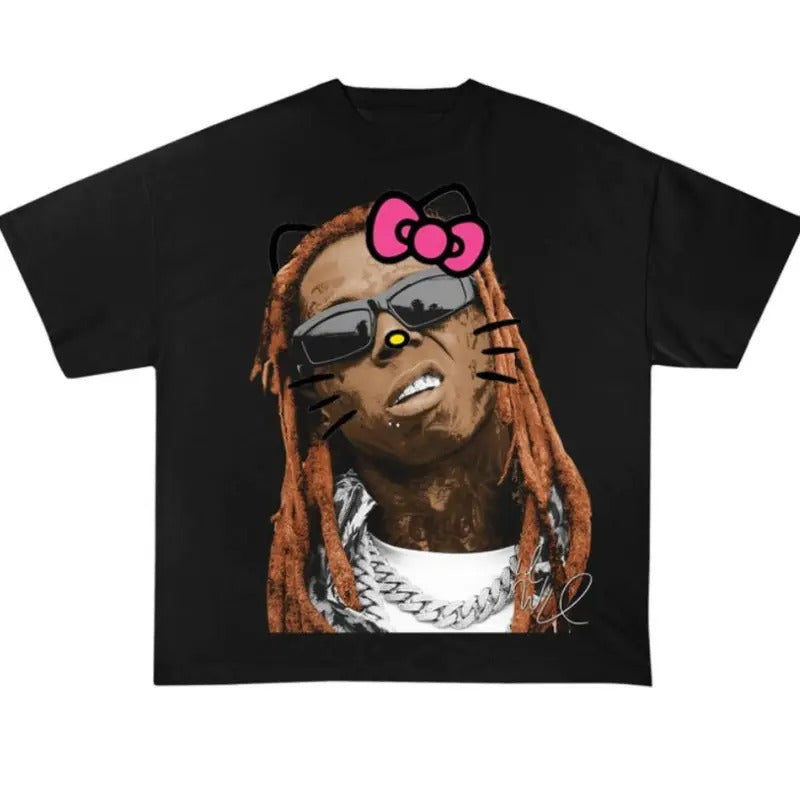 Lil Tunechi Kitty T Shirt Hip Hop Rap Tee Rapper Cute Gang Streetwear Cotton Fabric Hoodie, Sweatshirt | HypeDripTees.com