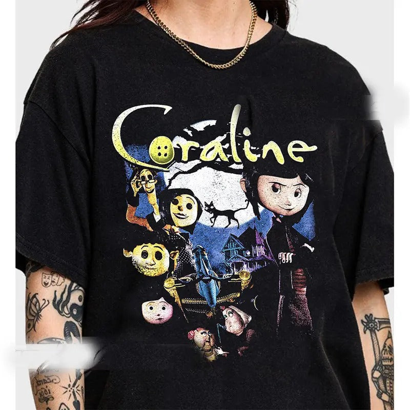 Limited Coraline Movie T-shirt, Halloween Movie T-shirt, Gift for Woman and Man Unisex T-shirt, Coraline Sweatshirt,...
