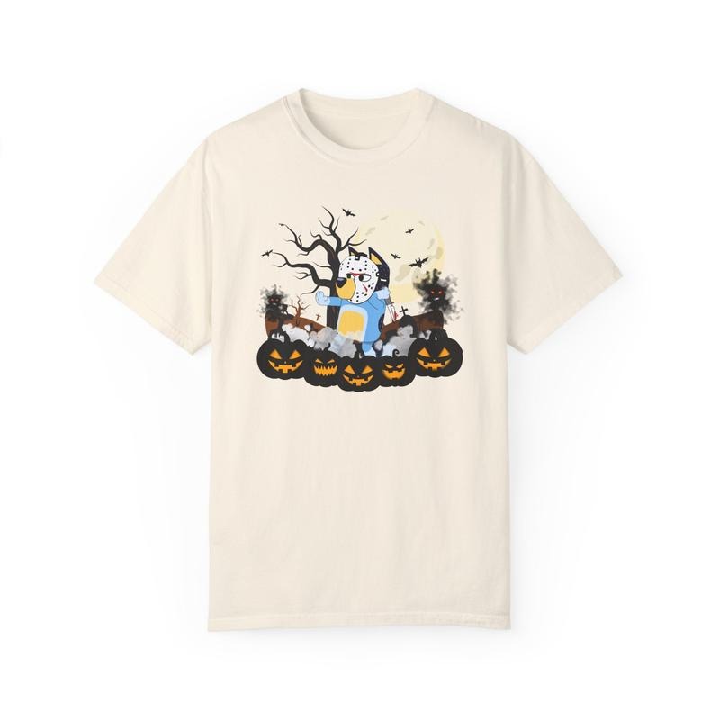 Limited Edition Halloween Slasher Bluey Shirt, Hockey Mask Bluey as Jason Voorhees, Halloween Party Unisex Shirt, Fun...