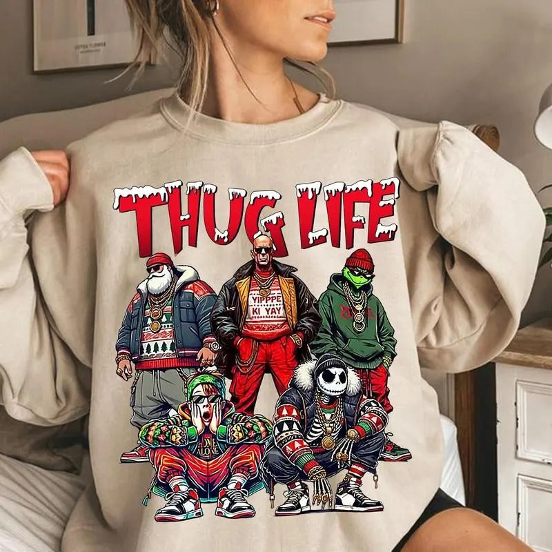 Limited Thug Life Christmas Family Crewneck Sweatshirt for men and women T-Shirts, Hoodie | HypeDripTees.com
