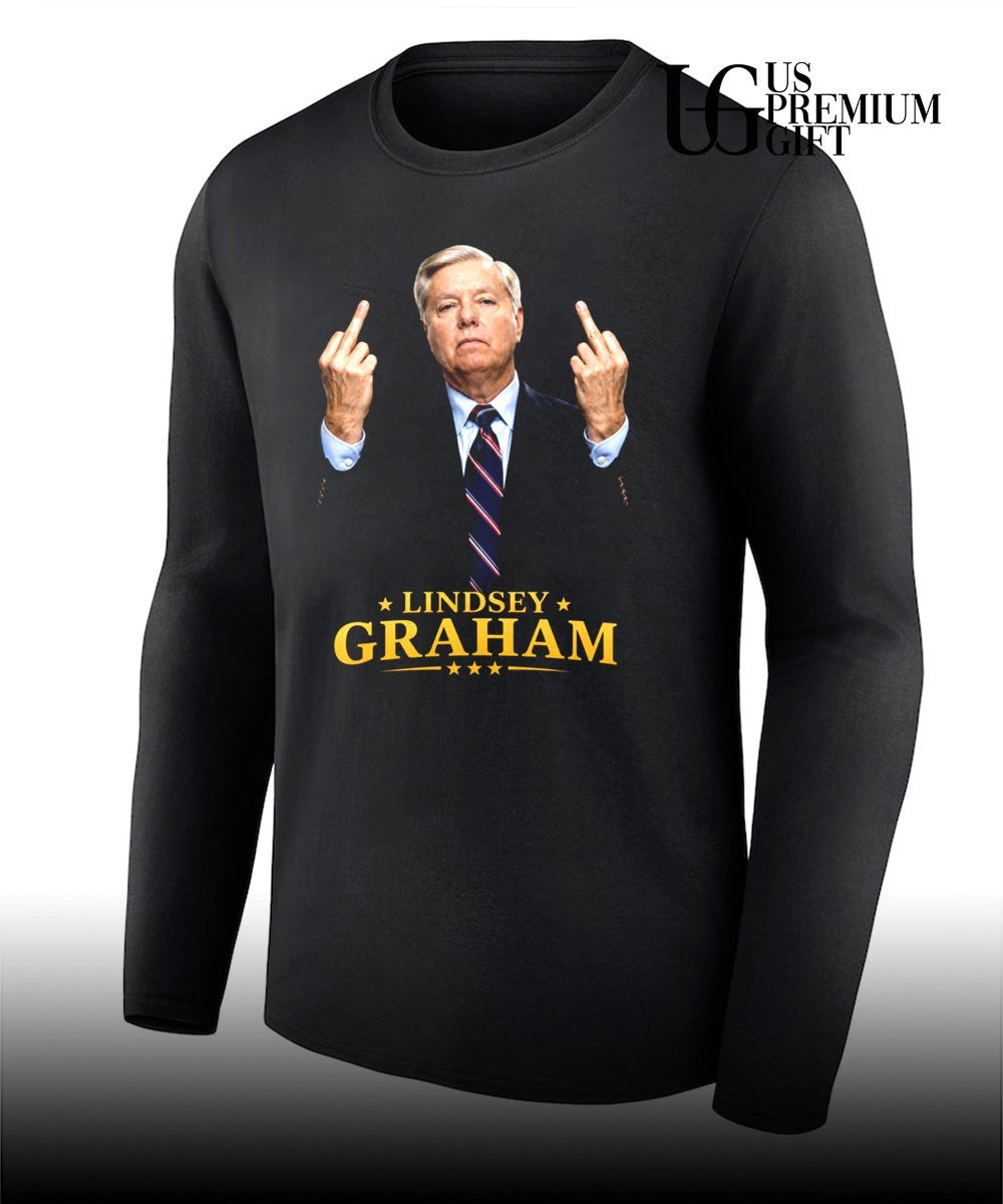 Lindsey Graham flipping the bird parody shirt