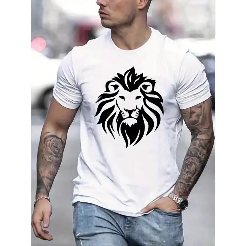 Lion Bold Graphic Tee - Ultra-Soft Short Sleeve T-Shirt for Men