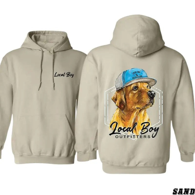 Local Boy Outfitters Casual Dog Hoodie Sweatshirt T-shirt - Stylish Cap-Wearing Dog Graphic, Unisex Hoodie for Pet and...