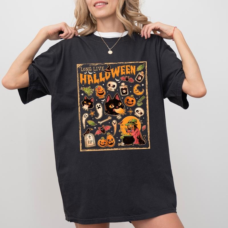 Long Live Halloween Tee, Retro Halloween Graphic T-shirt, Vintage Halloween Unhinged Shirt, Spooky Season Tee, Pumpkin...