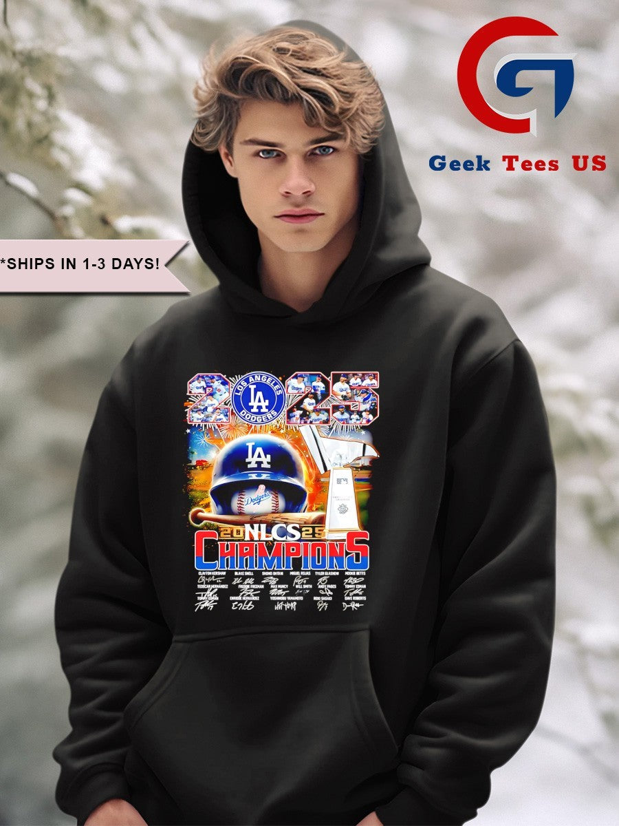Los Angeles Dodgers NLCS Champions 2025 helmet shirt