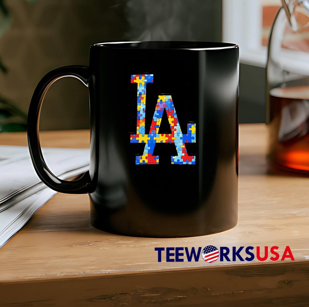 Los Angeles Dodgers Puzzle Logo LA T-Shirt