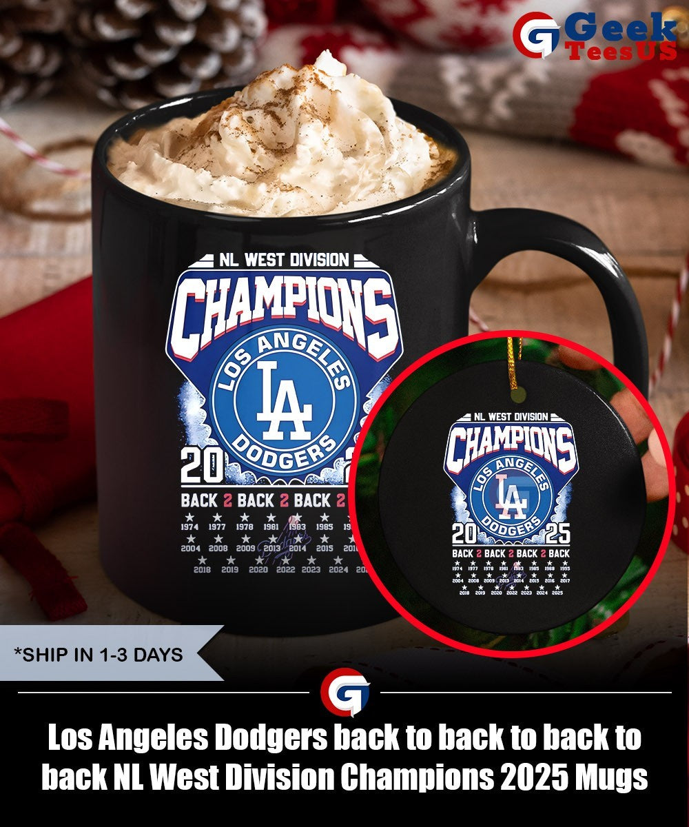 Los Angeles Dodgers back to back to back to back NL West Division Champions 2025 shirt