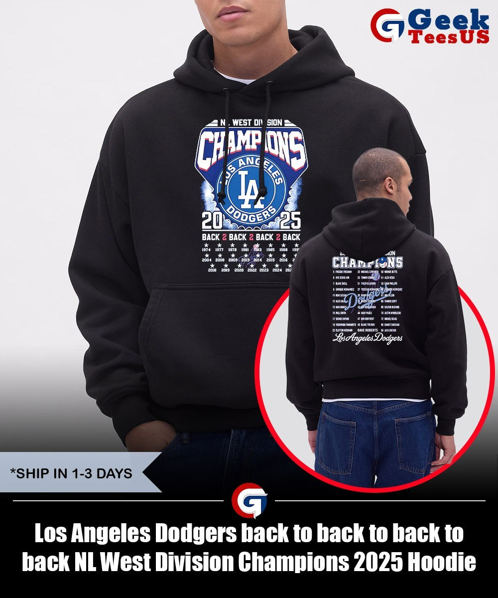 Los Angeles Dodgers back to back to back to back NL West Division Champions 2025 shirt