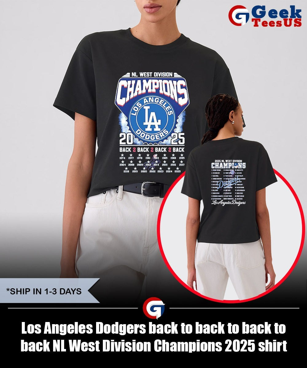 Los Angeles Dodgers back to back to back to back NL West Division Champions 2025 shirt