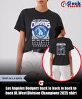 Los Angeles Dodgers back to back to back to back NL West Division Champions 2025 shirt