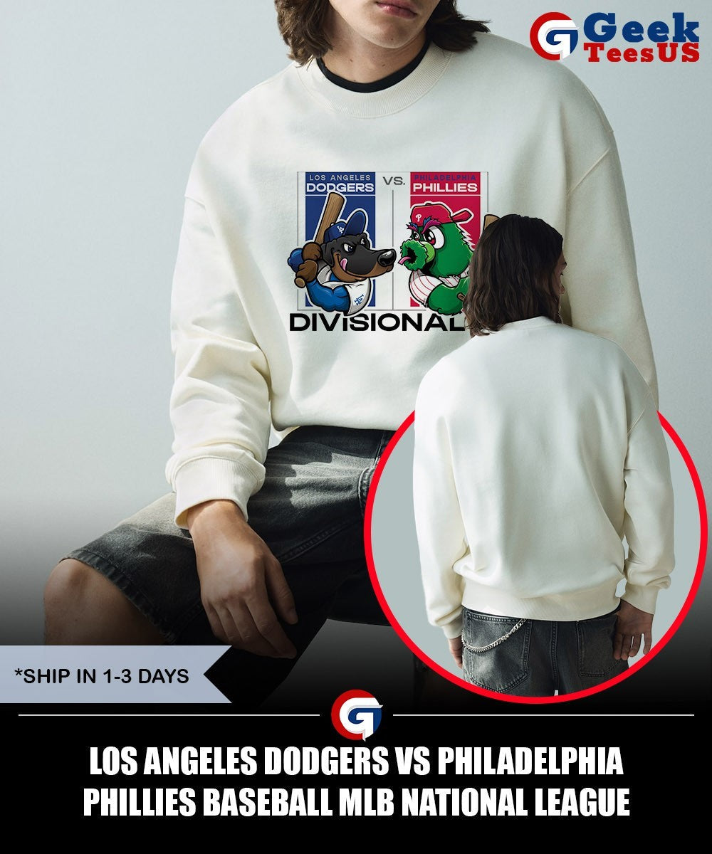 Los Angeles Dodgers vs Philadelphia Phillies baseball MLB National League Divisional American 2025 mascot shirt