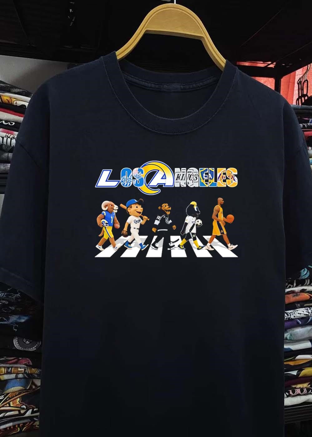 Los Angeles Sports Fan Apparel Mascot Walking the Abbey Road Graphic T-Shirt