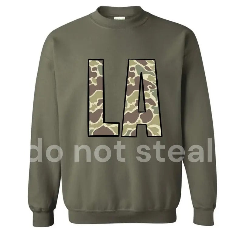 Louisiana LA Old Camo Crewneck Sweatshirt T-Shirts, Hoodie | HypeDripTees.com