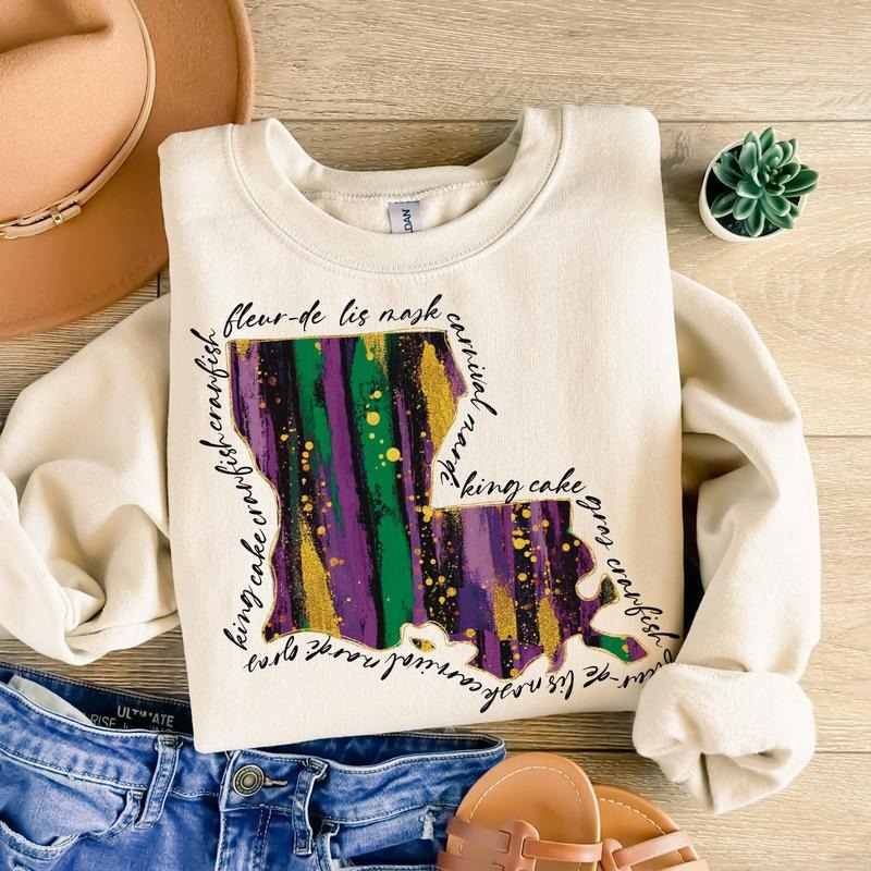 Louisiana Mardi Gras Fat Tuesday Mardi Gras Louisiana Map Mardi Gras Mardi Gras Shirt Hoodie, Sweatshirt | HypeDripTees.com