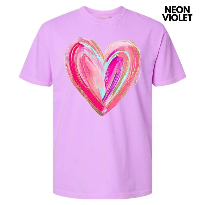 Love Brushstroke Heart Comfort Colors T-Shirt Hoodie, Sweatshirt | HypeDripTees.com