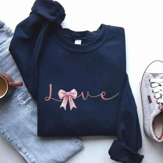 Love Coquette Shirt, Coquette Bow sweatshirt, Valentines Day Hoodie, Love Shirt, Valentine Coquette Bow Shirt, Pink Bow Sweatshirt