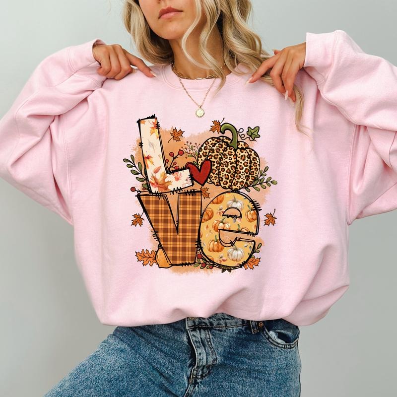 Love Fall Sweatshirt, Vintage Fall Lover Sweater, Autumn Apparel for Girls, Fall Crewneck for Women, Thanksgiving Gift,...