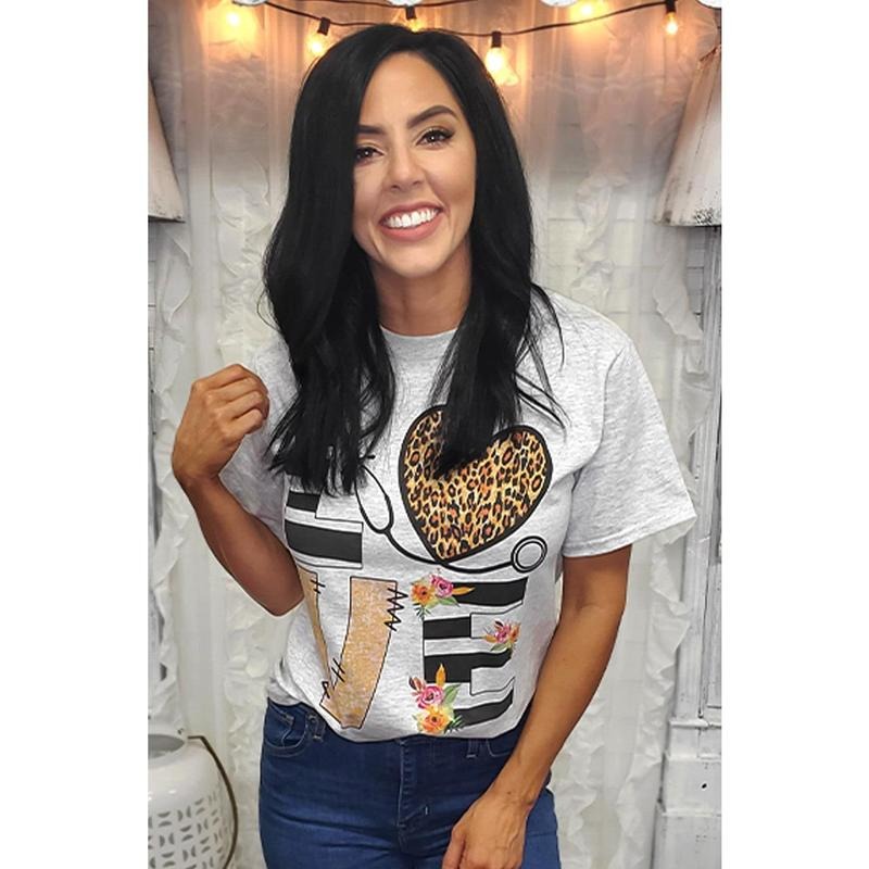 Love Leopard Heart Nurse T-Shirt Hoodie, Sweatshirt | HypeDripTees.com