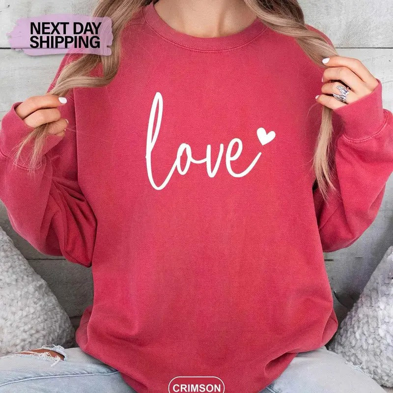 Love Sweatshirt, Valentines Day Shirt, Women's Sweatshirt, Heart Sweater, Couple Shirt, Gift For Her, Love Sweater,...