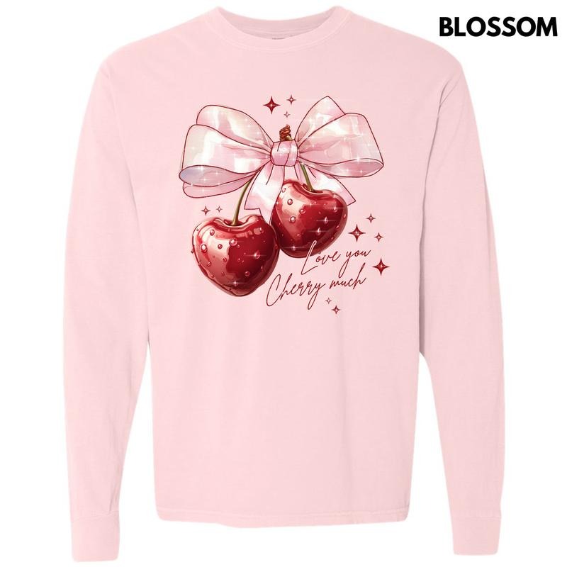 Love You Cherry Much Long Sleeve Comfort Colors T-Shirt 'NLB' Hoodie, Sweatshirt | HypeDripTees.com
