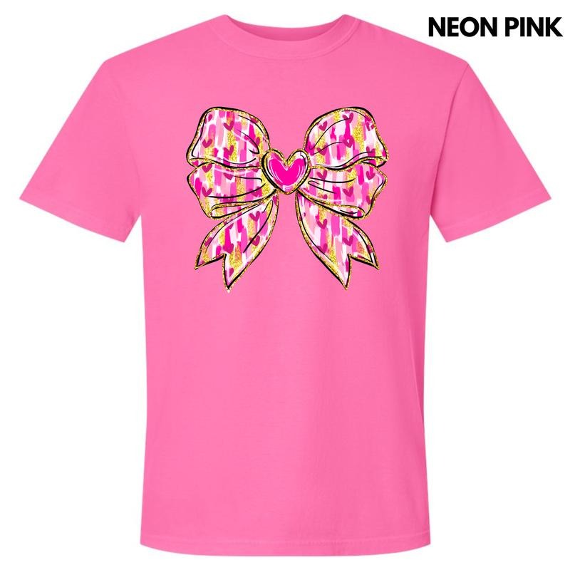Love You Heart Bow Comfort Colors T-Shirt Hoodie, Sweatshirt | HypeDripTees.com