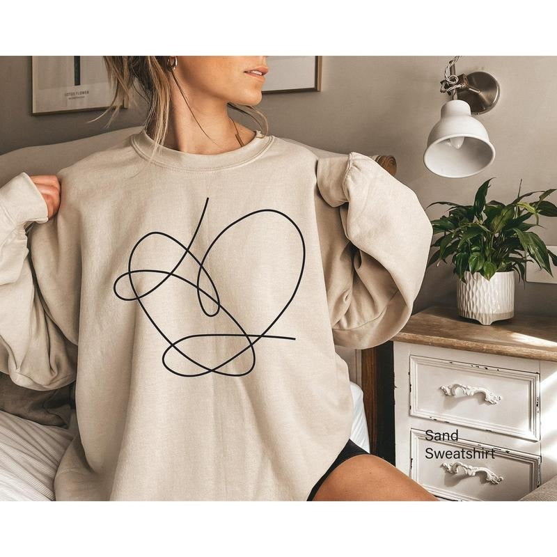Love Yourself Heart Sweatshirt, Heart Shirt, Love Hoodie, Heart Art Line Shirt, Love Yourself T-Shirts, Trendy Gift for...