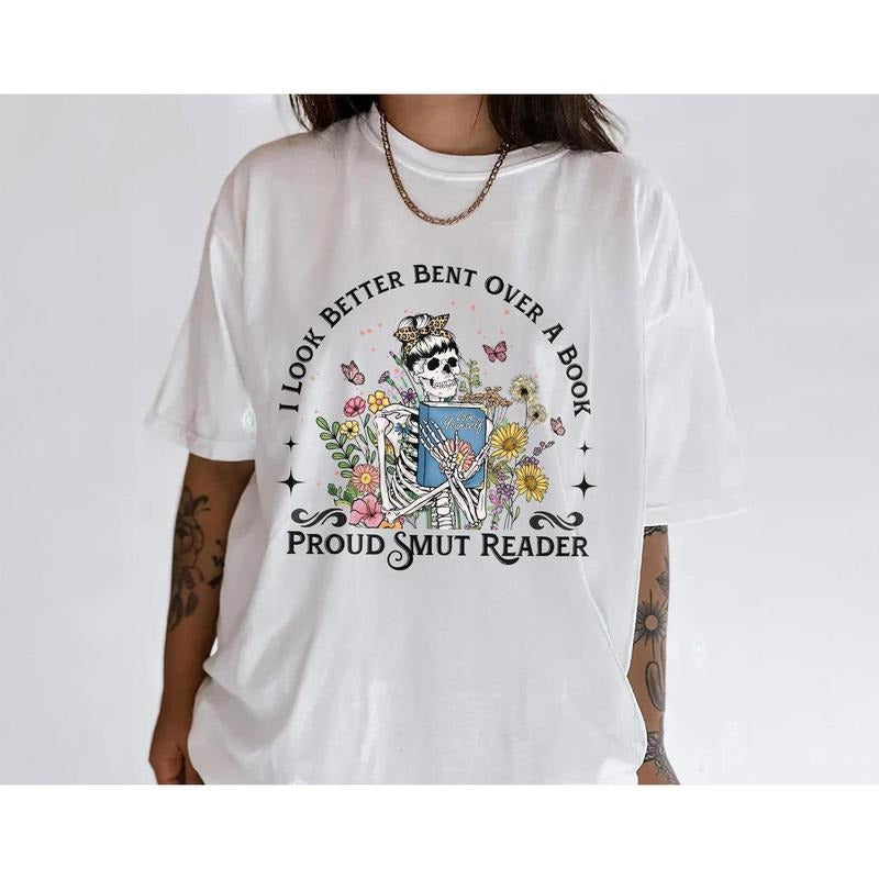 Love Yourself Skeleton Reading Shirt, Floral Skull Book Lover Tee, Aesthetic Gothic Vintage Skeleton Outfit, Spooky Self...