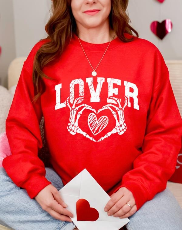 Lover Distressed Skeleton Hands with Heart Valentines Day Sweatshirt T-Shirts, Hoodie | HypeDripTees.com