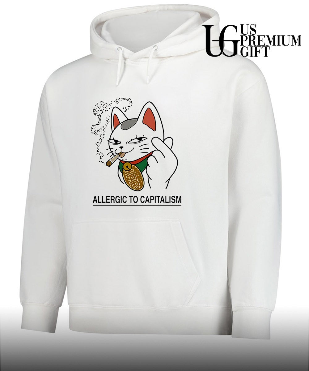 Lucky Cat smoking allergic to capitalism shirt