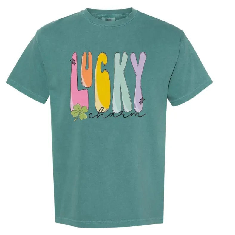 Lucky Charm Retro Comfort Colors T-Shirt -- EMERALD Hoodie, Sweatshirt | HypeDripTees.com