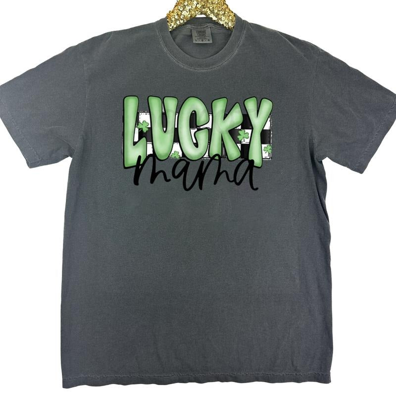 Lucky Mama Comfort Colors T-Shirt Hoodie, Sweatshirt | HypeDripTees.com