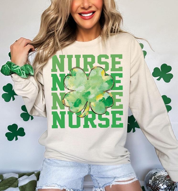 Lucky Nurse St Patricks Day St Patricks Shamrock Sweatshirt T-Shirts, Hoodie | HypeDripTees.com