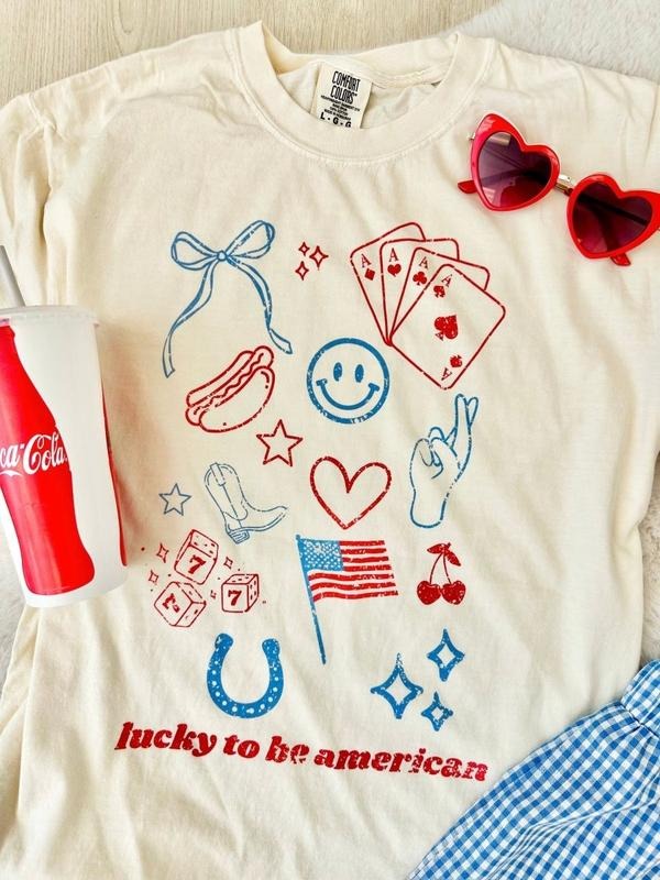 'Lucky To Be American' T-Shirt Hoodie, Sweatshirt | HypeDripTees.com