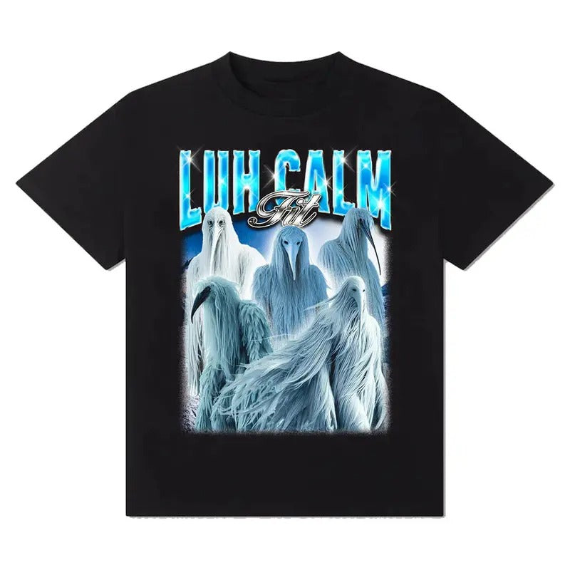 Luh Calm Fit T-Shirt! Cotton Casual Crew Neck V-Neck Slim-fitting Floral Striped Black Fabric Menswear    3000 BC clothes...