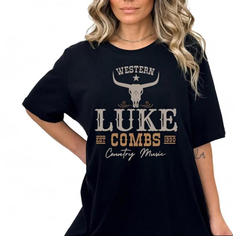 Luke Combs Est 1990 T-Shirt, Luke Combs Concert T-Shirt, Western Luke Combs Bullhead Tour 2024, Merch Country Music Fan...