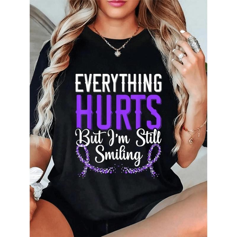 Lupus Awareness "Everything Hurts But I'm Still Smiling" Graphic T-Shirt