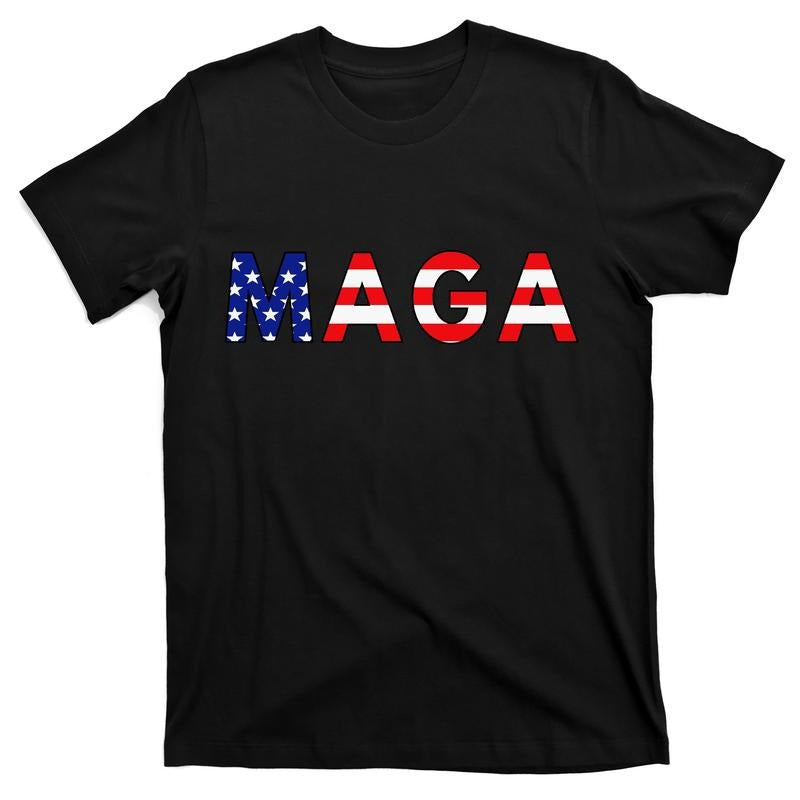 MAGA American Flag Donald Trump 2024 T-Shirt Cotton Menswear Hoodie, Sweatshirt | HypeDripTees.com
