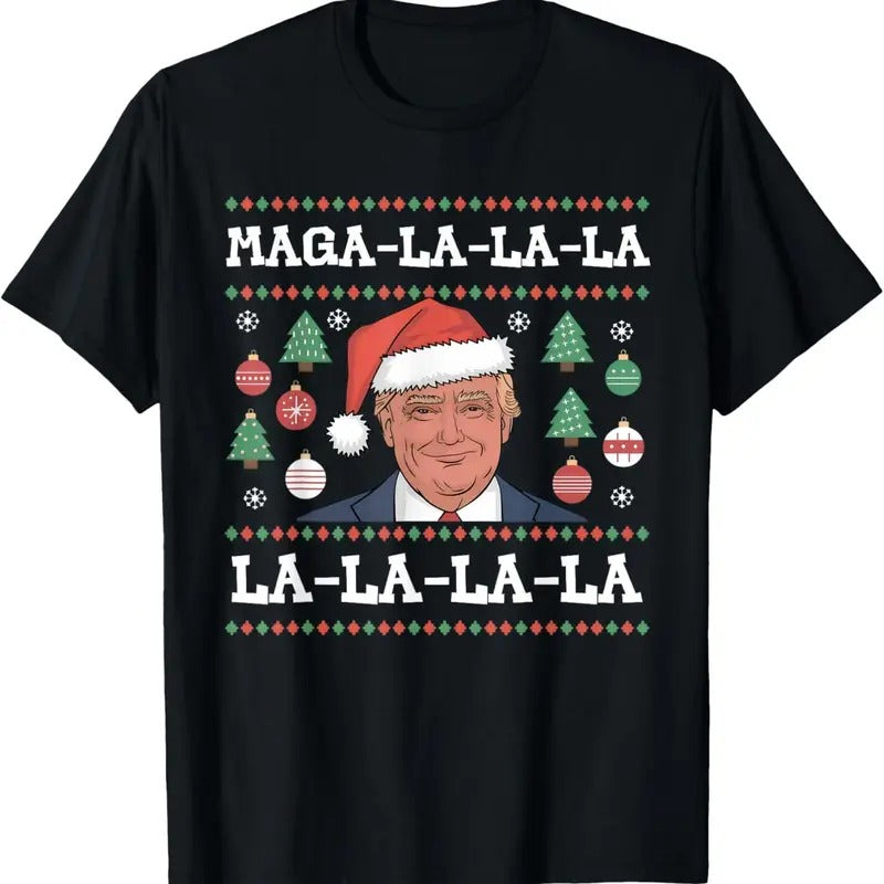 MAGA LA LA LA Donald Trump POTUS 47 Ugly Christmas Sweater T-Shirt Hoodie, Sweatshirt | HypeDripTees.com