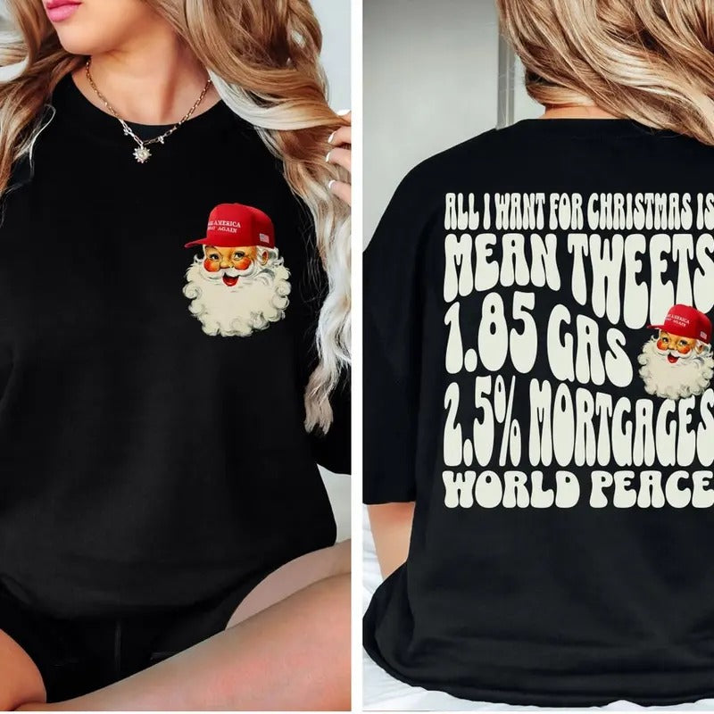 MAGA Santa sweater, Trump Christmas sweatshirt,  republican Christmas tee, Funny Political Santa Claus Crewneck Sweater...