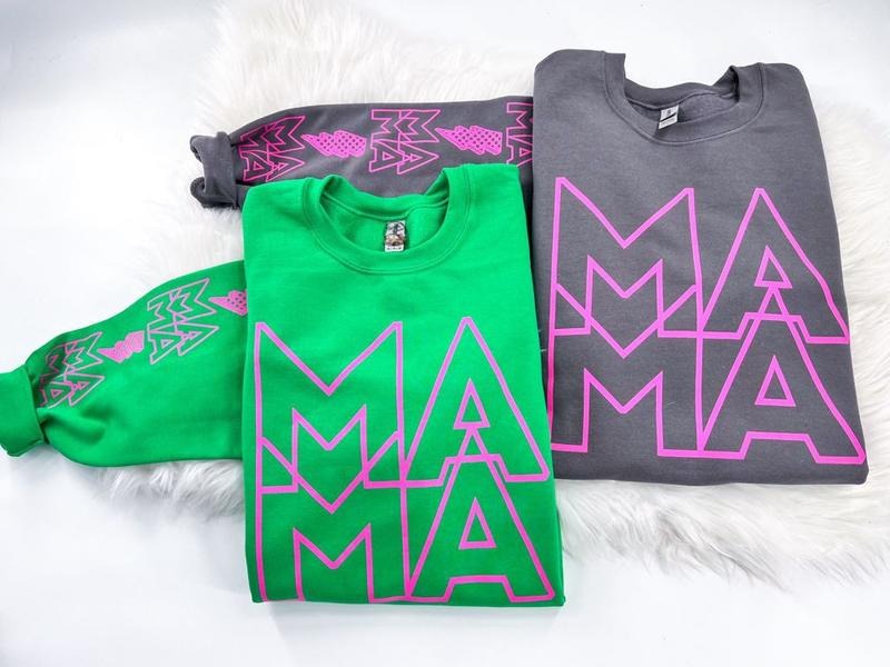 MAMA Sweatshirt with Sleeve Prints Womenswear Comfy Tops Unisex T-Shirts, Hoodie | HypeDripTees.com