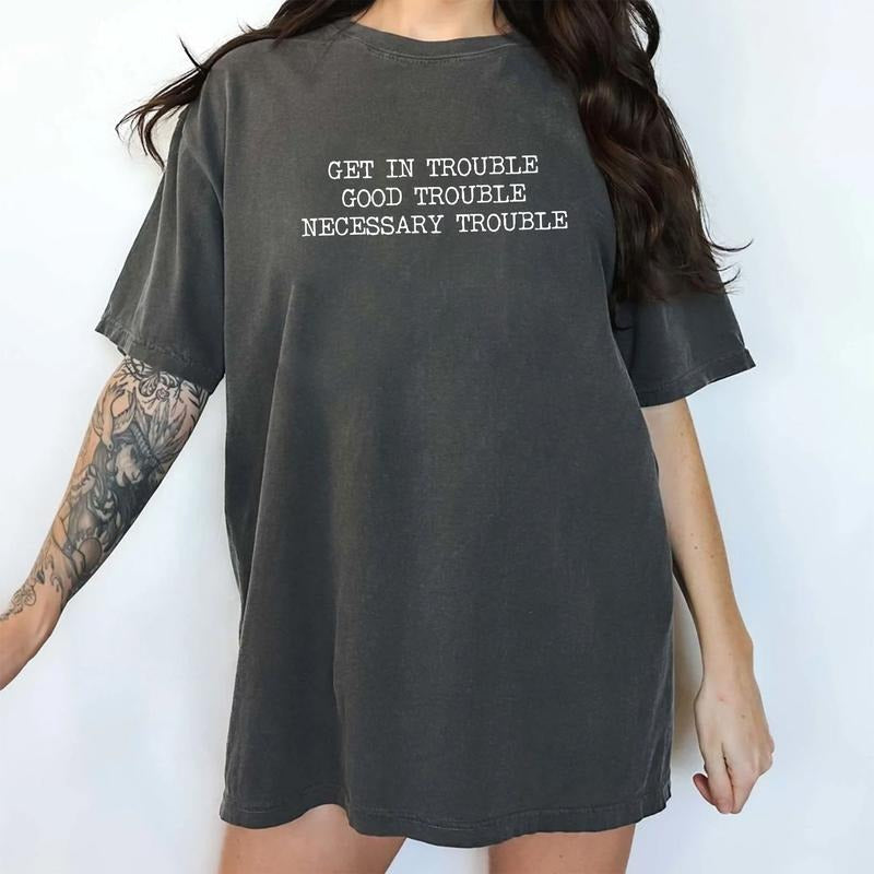 MAPTEES Get in Trouble Good Trouble Necessary Trouble Comfort Colors Shirt, Civil Rights T-shirt, Equality Graphic Tee,...